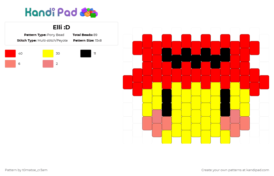 Elli :D - Pony Bead Pattern by t0matoe_cr3am on Kandi Pad - red,yellow