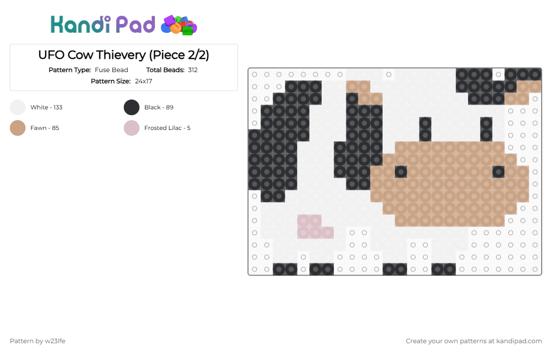 UFO Cow Thievery (Piece 2/2) - Fuse Bead Pattern by w23lfe on Kandi Pad - white,beige,cow,abduction,ufo,series,perler