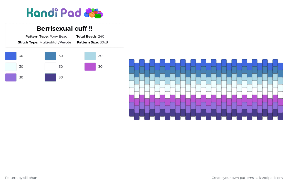Berrisexual cuff !! - Pony Bead Pattern by sillipleep on Kandi Pad - blue,purple,lgbt,pride,berrisexual