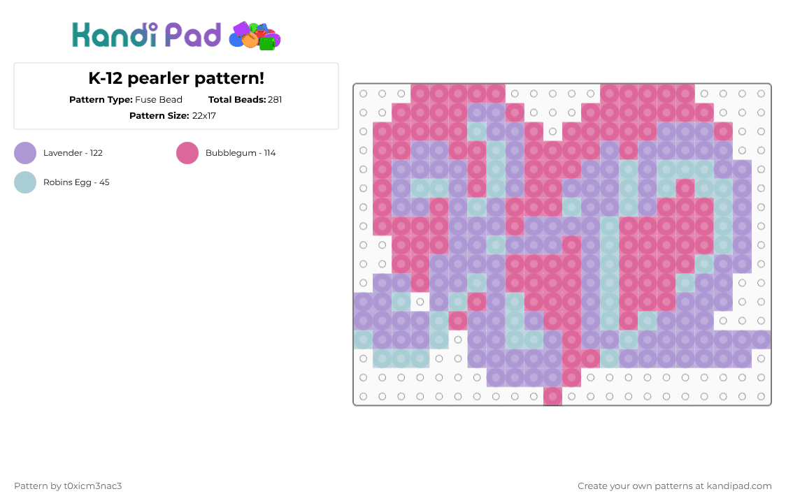 K-12 pearler pattern! - Fuse Bead Pattern by t0xicm3nac3 on Kandi Pad - pink