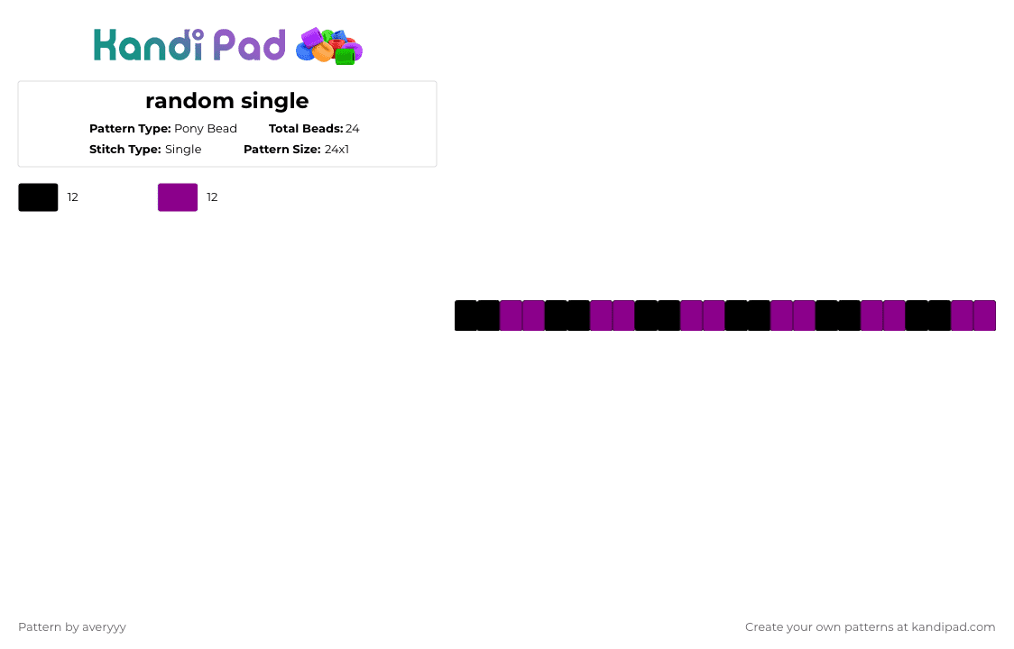 random single - Pony Bead Pattern by averyyy on Kandi Pad - black,pink