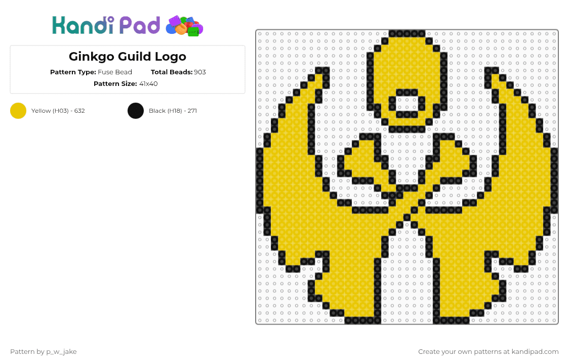 Ginkgo Guild Logo - Fuse Bead Pattern by p_w_jake on Kandi Pad - black,yellow,pokemon,pokemon legends arceus,arceus