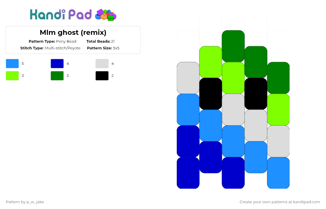 Gay ghost (remix) - Pony Bead Pattern by p_w_jake on Kandi Pad - light blue,green,gay,mlm,pride