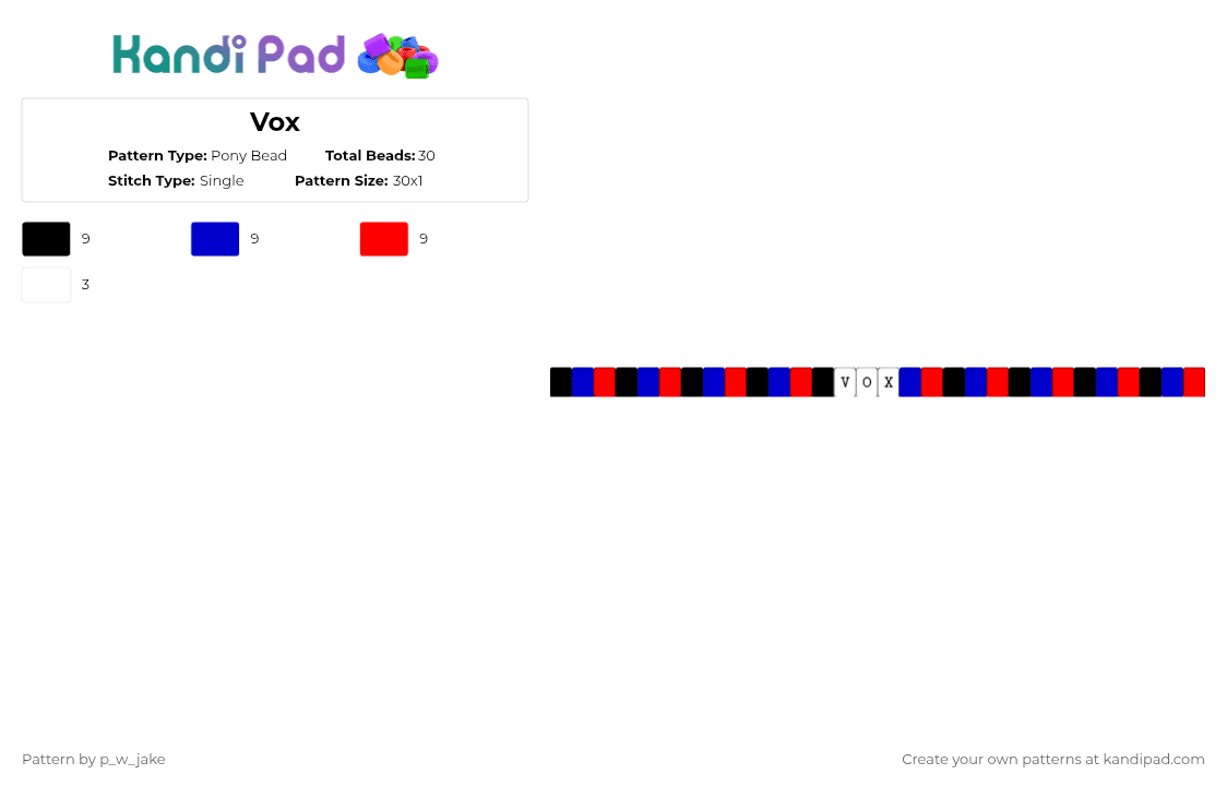 Vox - Pony Bead Pattern by p_w_jake on Kandi Pad - purple, red