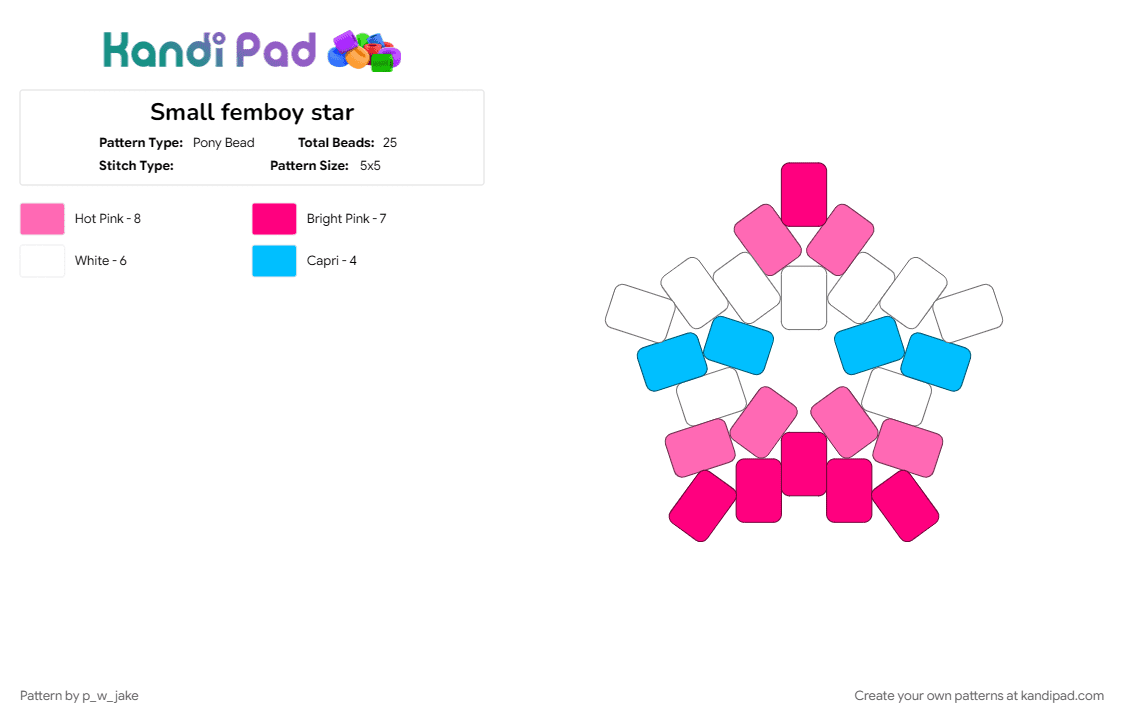 Small femboy star - Pony Bead Pattern by p_w_jake on Kandi Pad - 
