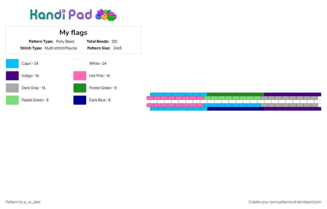 My flags - Pony Bead Pattern by p_w_jake on Kandi Pad - beige, gay, gay man, graysexual, greysexual, light blue, pink, purple, trans