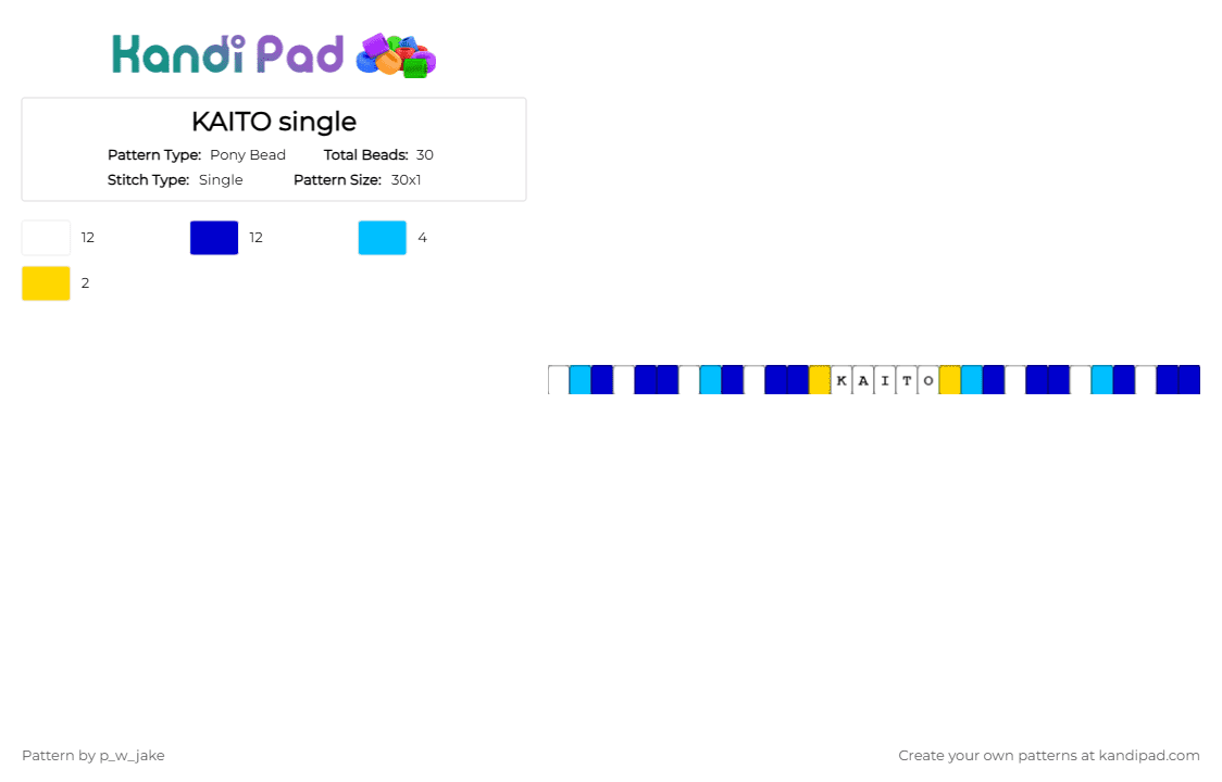 KAITO single - Pony Bead Pattern by p_w_jake on Kandi Pad - purple,vocaloid