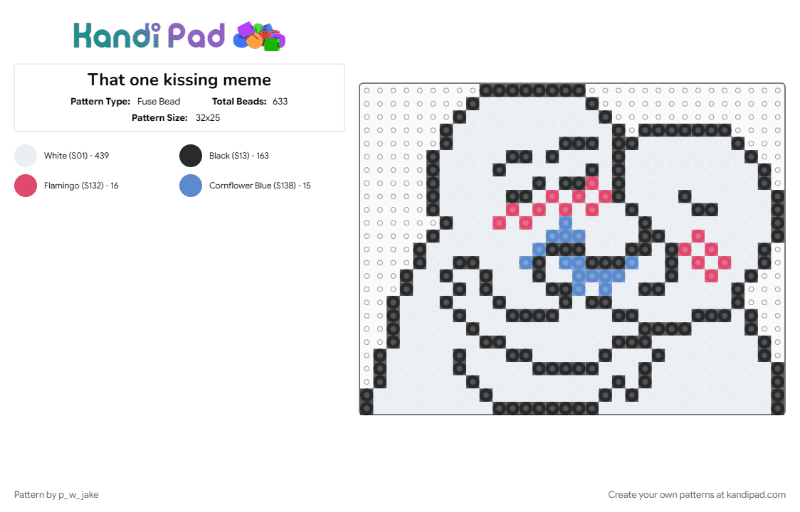 That one kissing meme - Fuse Bead Pattern by p_w_jake on Kandi Pad - base, blue, gay, kiss, kissing, meme, red, white, yaoi, yuri