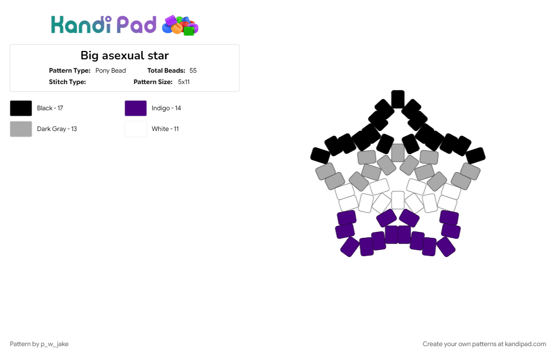Big asexual star - Pony Bead Pattern by p_w_jake on Kandi Pad - 