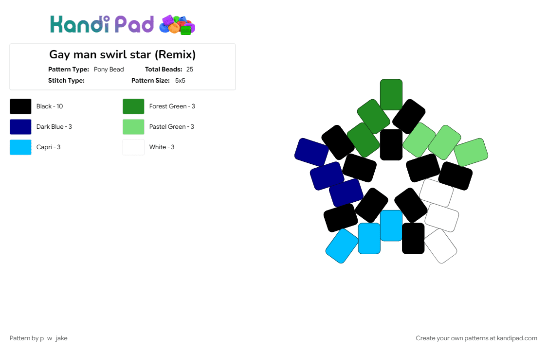 Gay man swirl star (Remix) - Pony Bead Pattern by p_w_jake on Kandi Pad - 