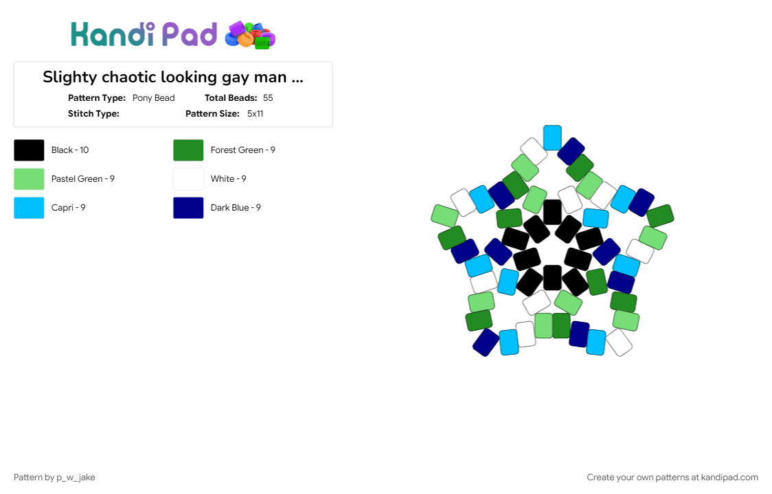 Slighty chaotic looking gay man star - Pony Bead Pattern by p_w_jake on Kandi Pad - gay, gay man, green, light blue, mlm, pride, purple, star, teal