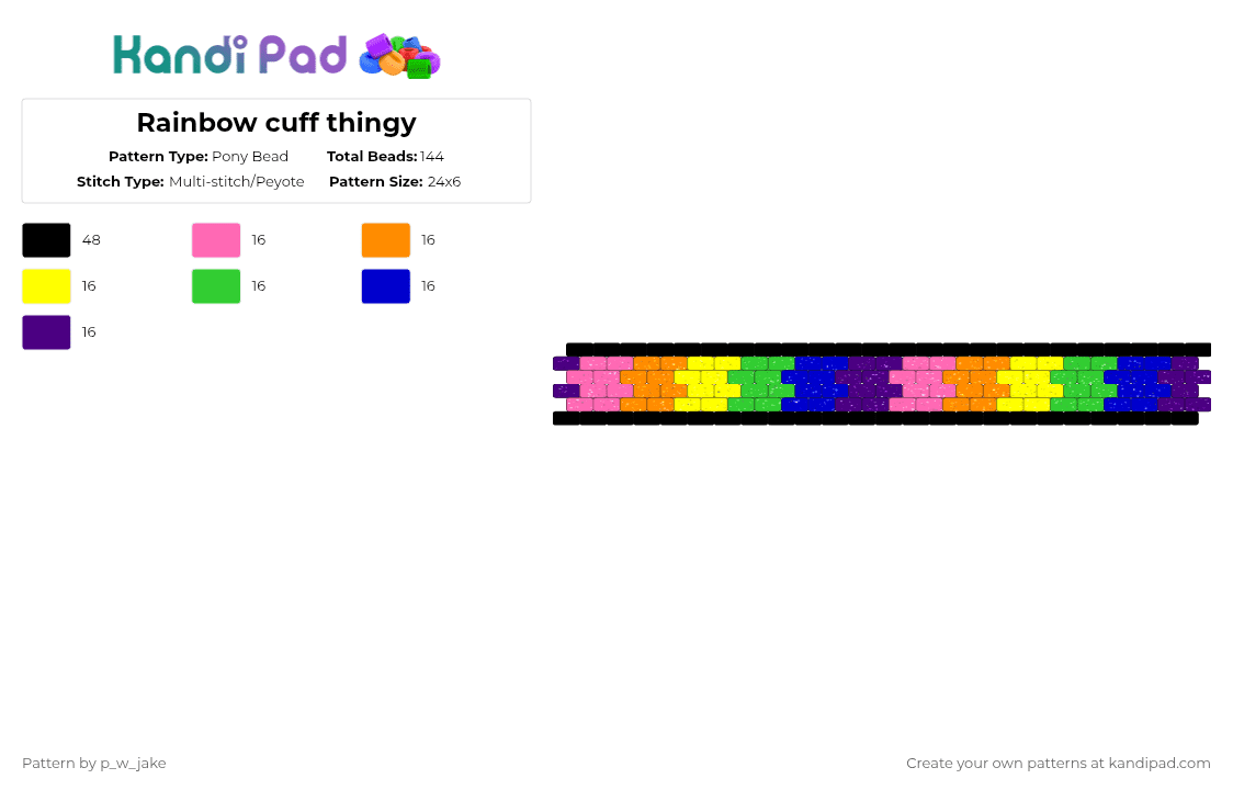 Rainbow cuff thingy - Pony Bead Pattern by p_w_jake on Kandi Pad - purple,rainbow