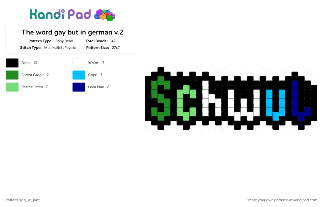 The word gay but in german v.2 - Pony Bead Pattern by p_w_jake on Kandi Pad - 