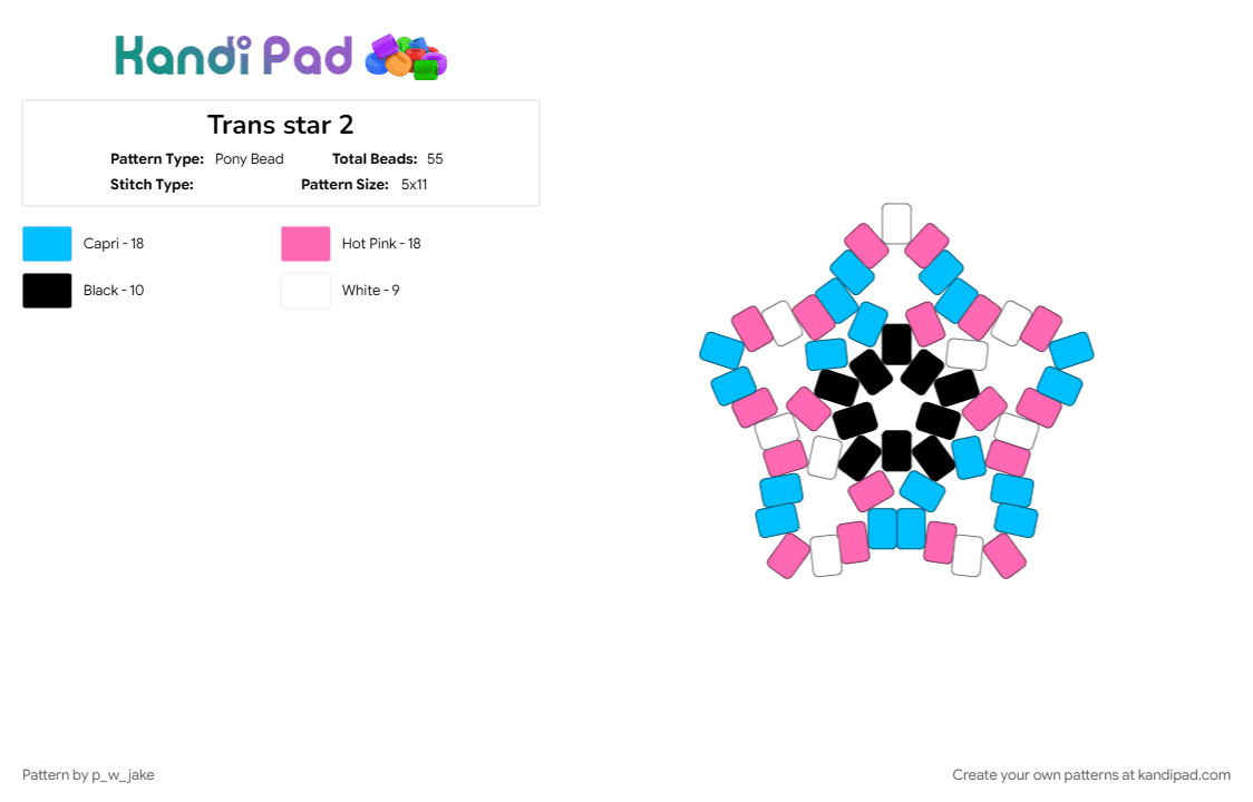 Trans star 2 - Pony Bead Pattern by p_w_jake on Kandi Pad - 