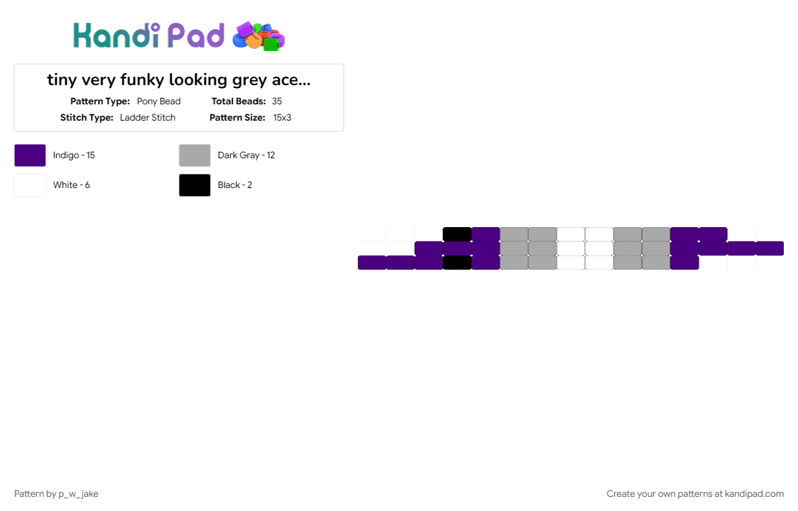tiny very funky looking grey ace worm - Pony Bead Pattern by p_w_jake on Kandi Pad - 