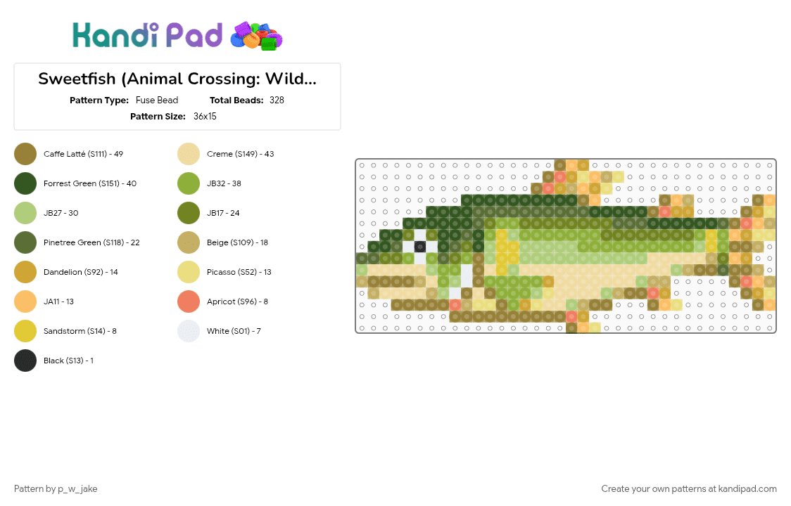 Sweetfish (Animal Crossing: Wild World) - Fuse Bead Pattern by p_w_jake on Kandi Pad - 