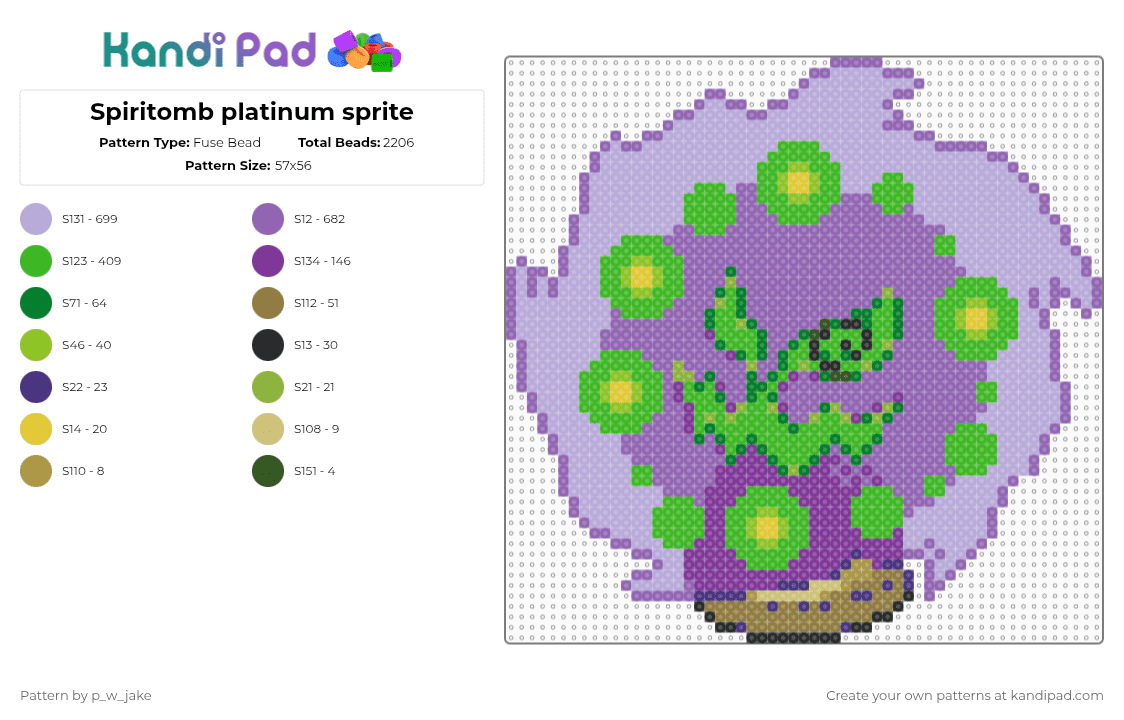 Spiritomb platinum sprite - Fuse Bead Pattern by p_w_jake on Kandi Pad - pink,green,pokemon