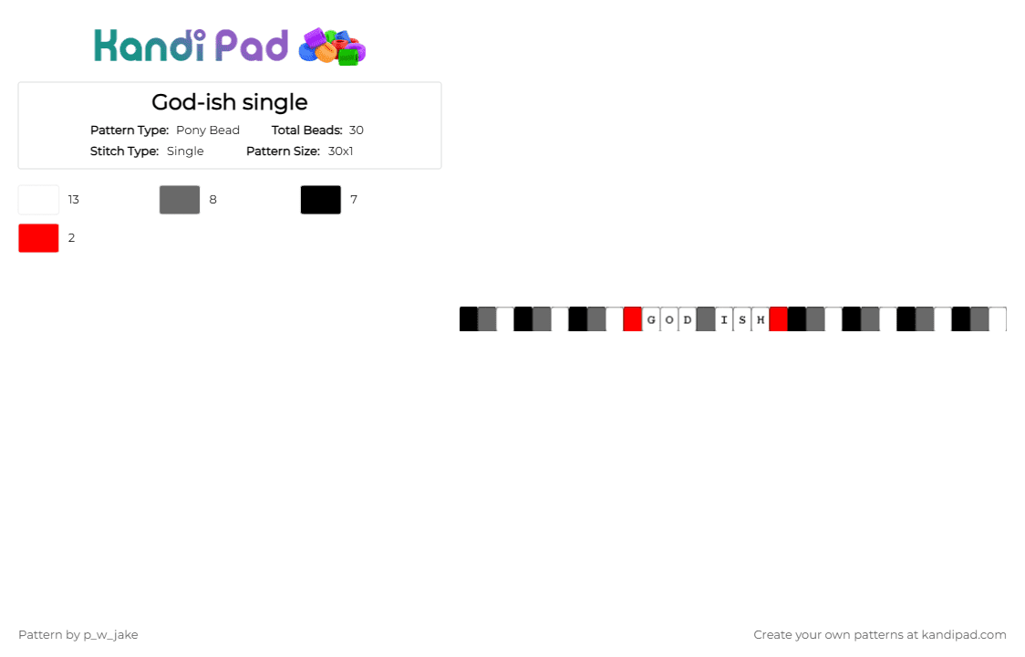 God-ish single - Pony Bead Pattern by p_w_jake on Kandi Pad - gray,vocaloid