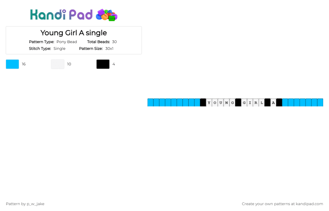 Young Girl A single - Pony Bead Pattern by p_w_jake on Kandi Pad - light blue,white,vocaloid