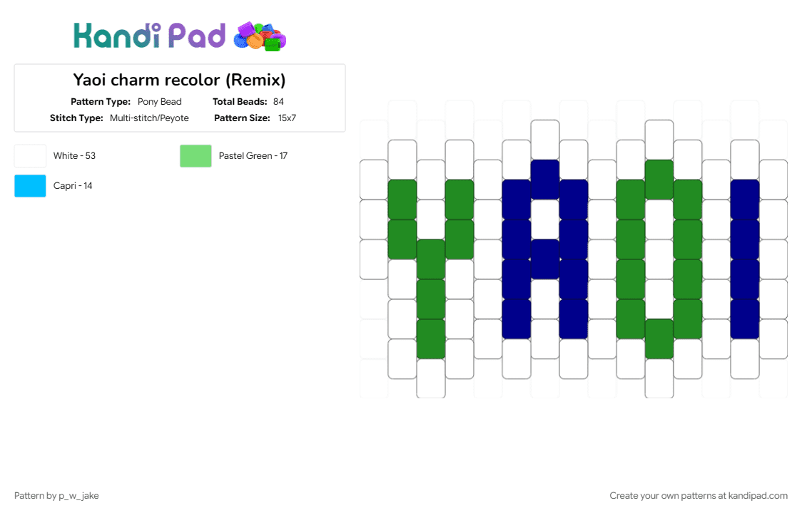 Yaoi charm recolor (Remix) - Pony Bead Pattern by p_w_jake on Kandi Pad - 