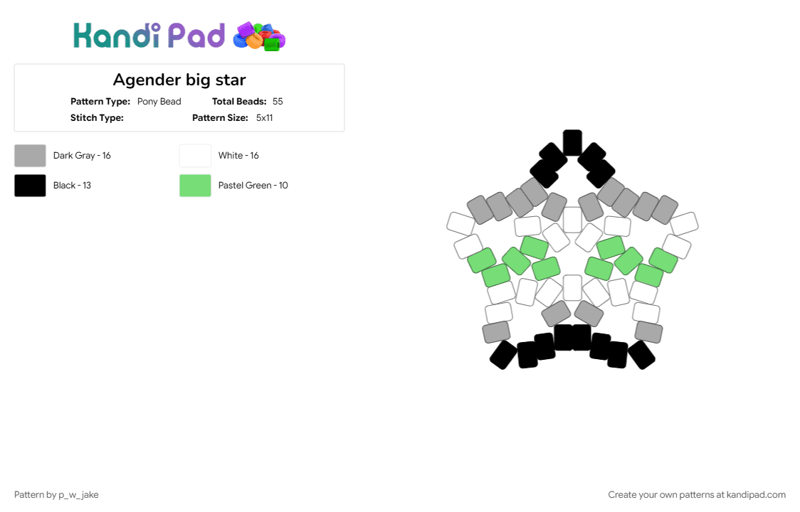 Agender big star - Pony Bead Pattern by p_w_jake on Kandi Pad - 