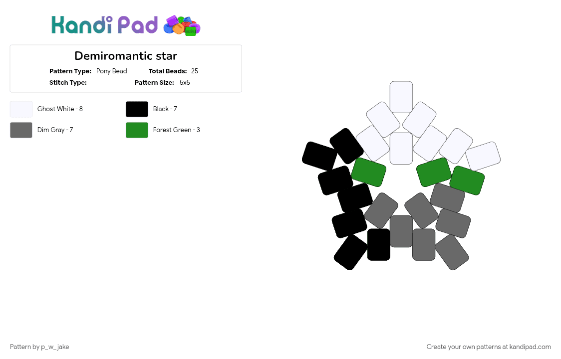 Demiromantic star - Pony Bead Pattern by p_w_jake on Kandi Pad - demiromantic, gray, green, pride, star