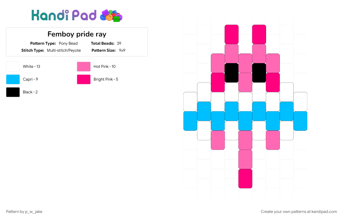 Femboy pride ray - Pony Bead Pattern by p_w_jake on Kandi Pad - 