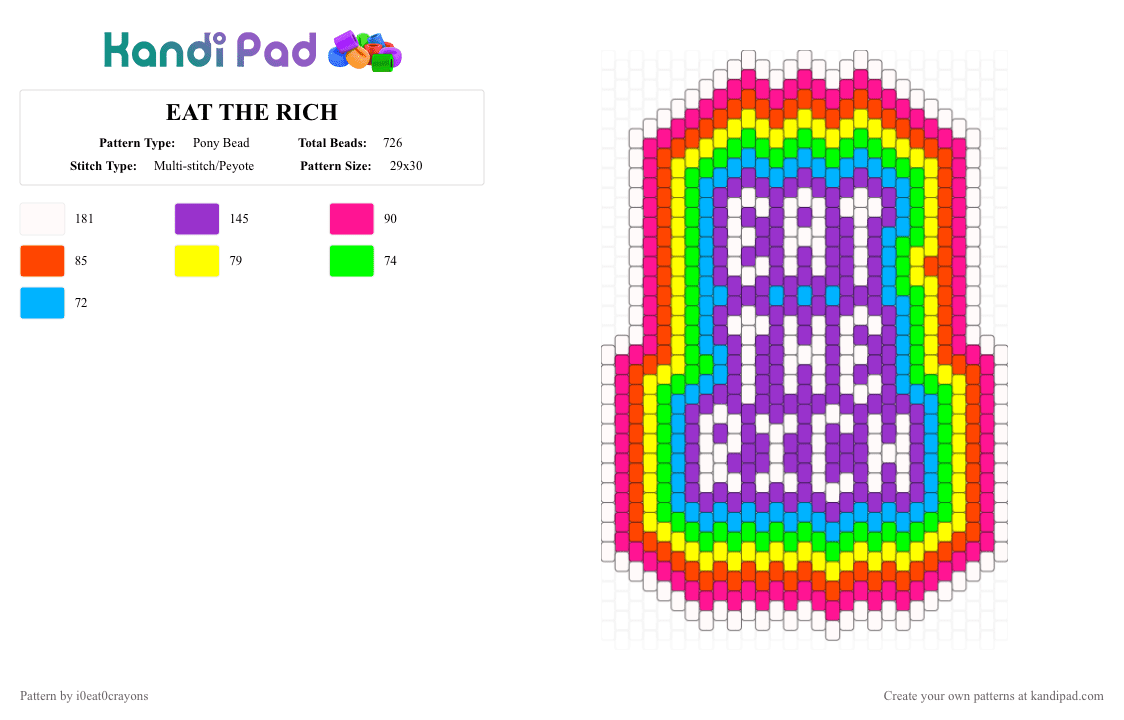 EAT THE RICH - Pony Bead Pattern by i0eat0crayons on Kandi Pad - pink, purple, red