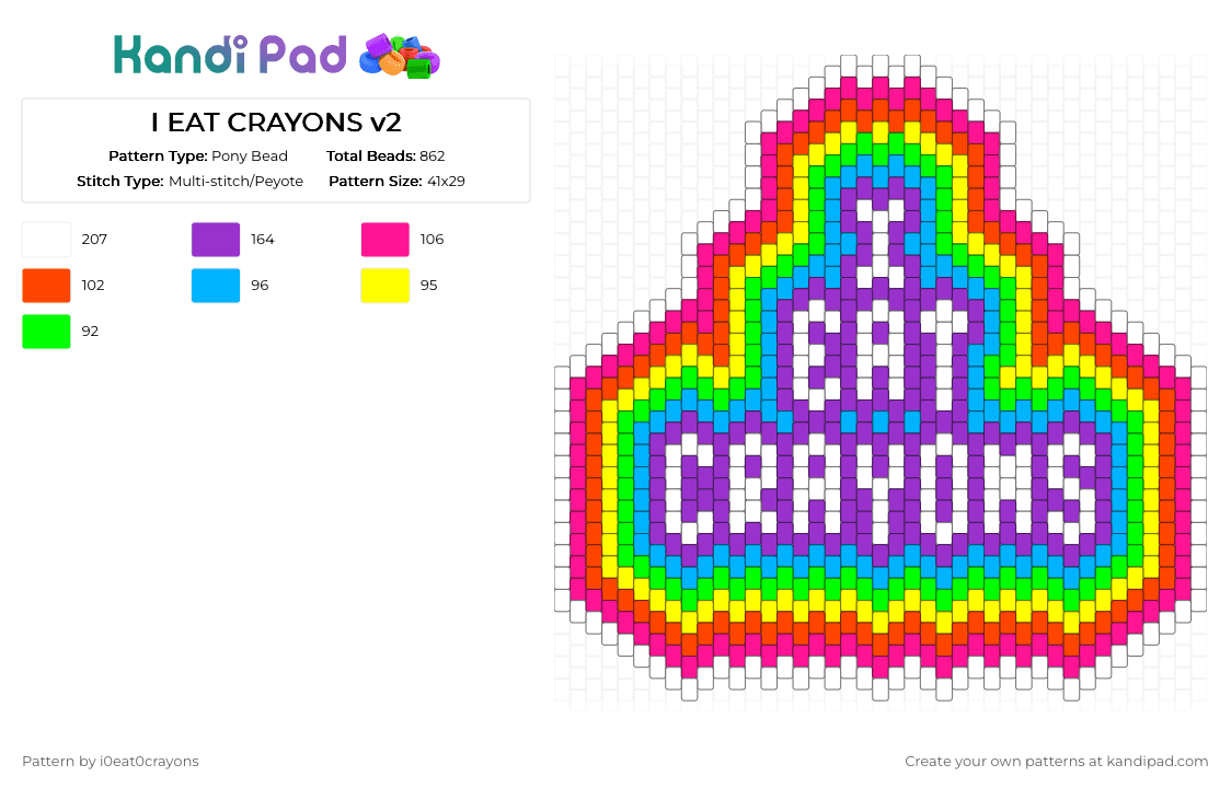 I EAT CRAYONS v2 - Pony Bead Pattern by i0eat0crayons on Kandi Pad - pink, purple, red