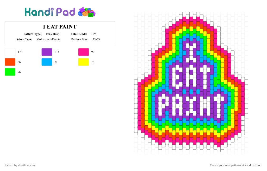 I EAT PAINT - Pony Bead Pattern by i0eat0crayons on Kandi Pad - pink,red,purple