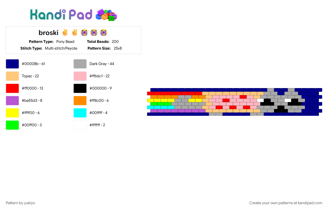 broski ✌️✌️😭😭😭 - Pony Bead Pattern by yukiyo on Kandi Pad - beige, orange, pink, purple
