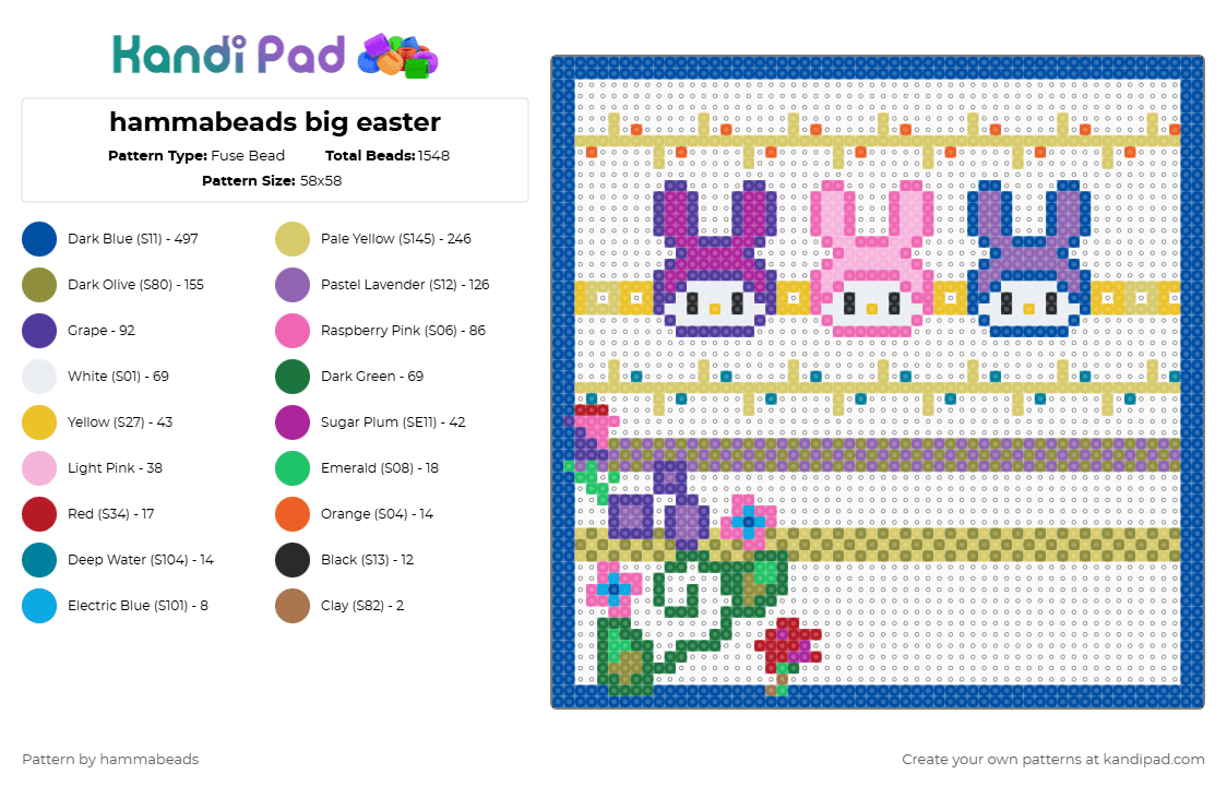 hammabeads big easter - Fuse Bead Pattern by hammabeads on Kandi Pad - blue,yellow,pink,gold