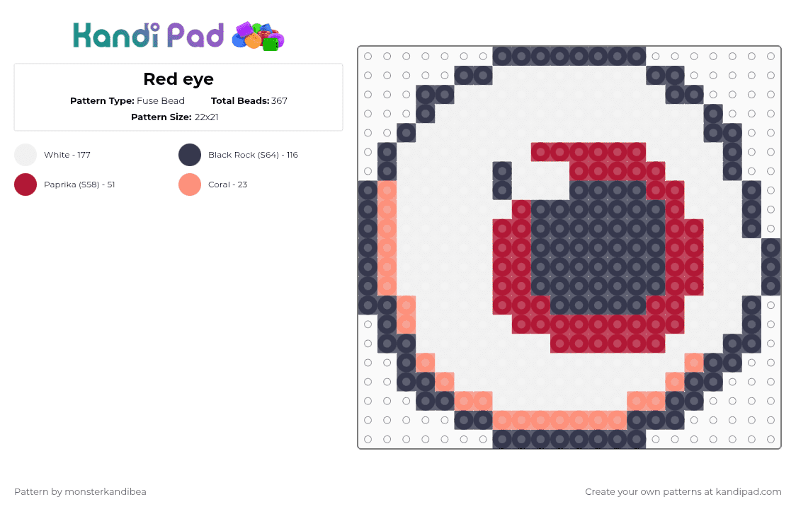Red eye - Fuse Bead Pattern by monsterkandibea on Kandi Pad - eyeball,eye,halloween,spooky,holiday,purple