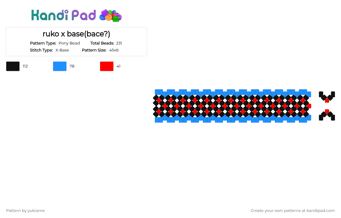 ruko x base(bace?) - Pony Bead Pattern by ev1lf00deater-ban1cac0nch1ta on Kandi Pad - red,light blue,ruko,yokune,yokune ruko,ruko yokune