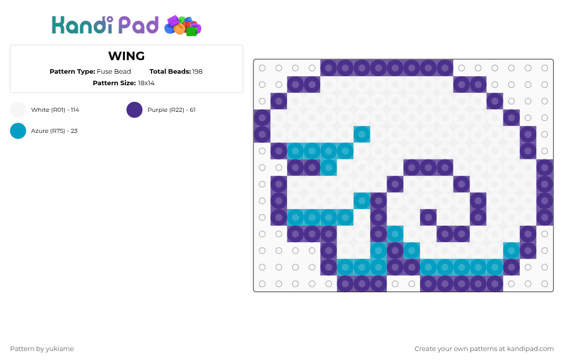 WING - Fuse Bead Pattern by ev1lf00deater-ban1cac0nch1ta on Kandi Pad - purple,light blue