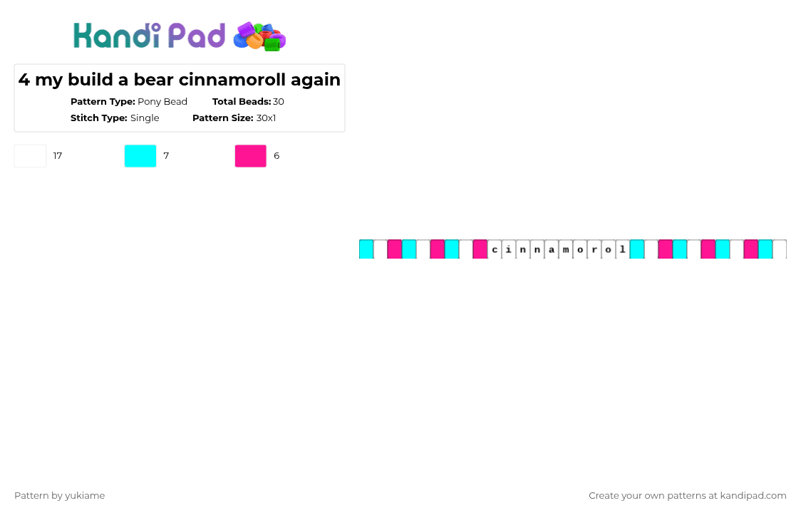 4 my build a bear cinnamoroll again - Pony Bead Pattern by ev1lf00deater-ban1cac0nch1ta on Kandi Pad - light blue,pink