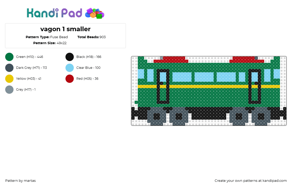 vagon 1 smaller - Fuse Bead Pattern by martas on Kandi Pad - 