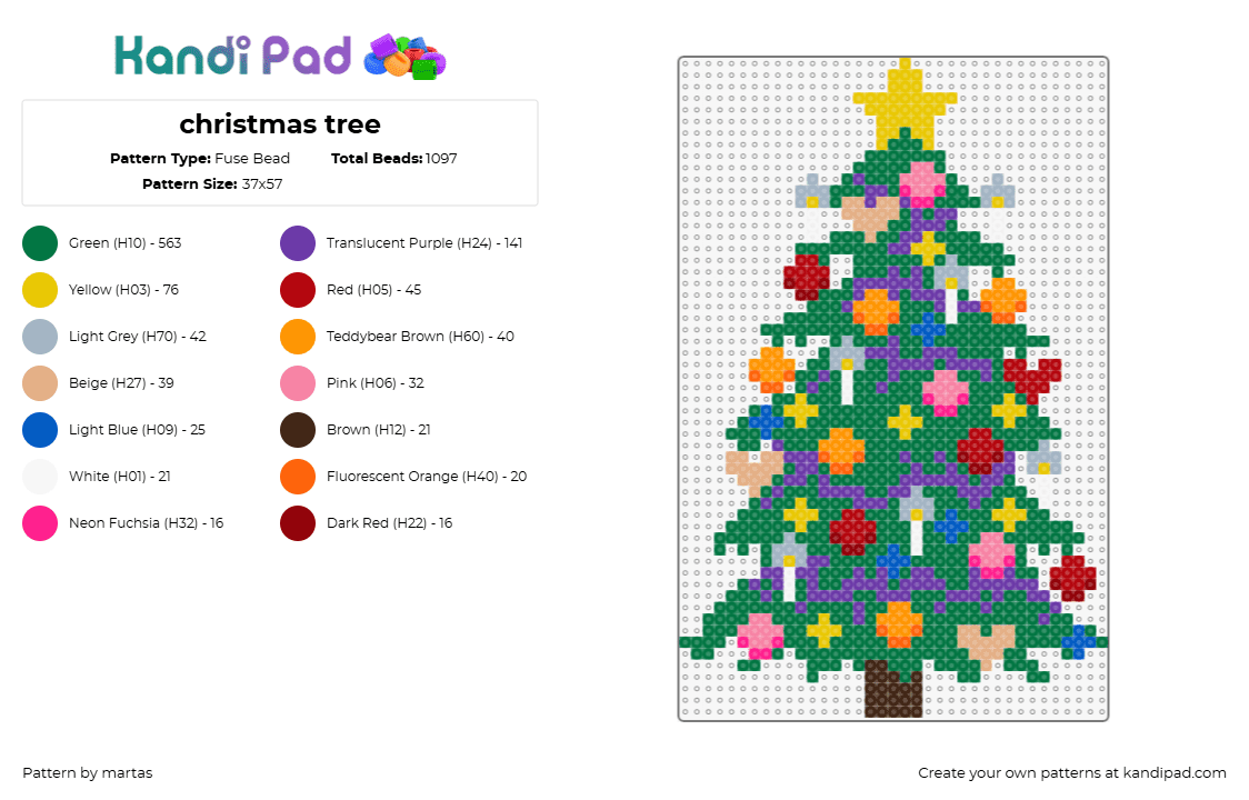 christmas tree - Fuse Bead Pattern by martas on Kandi Pad - 