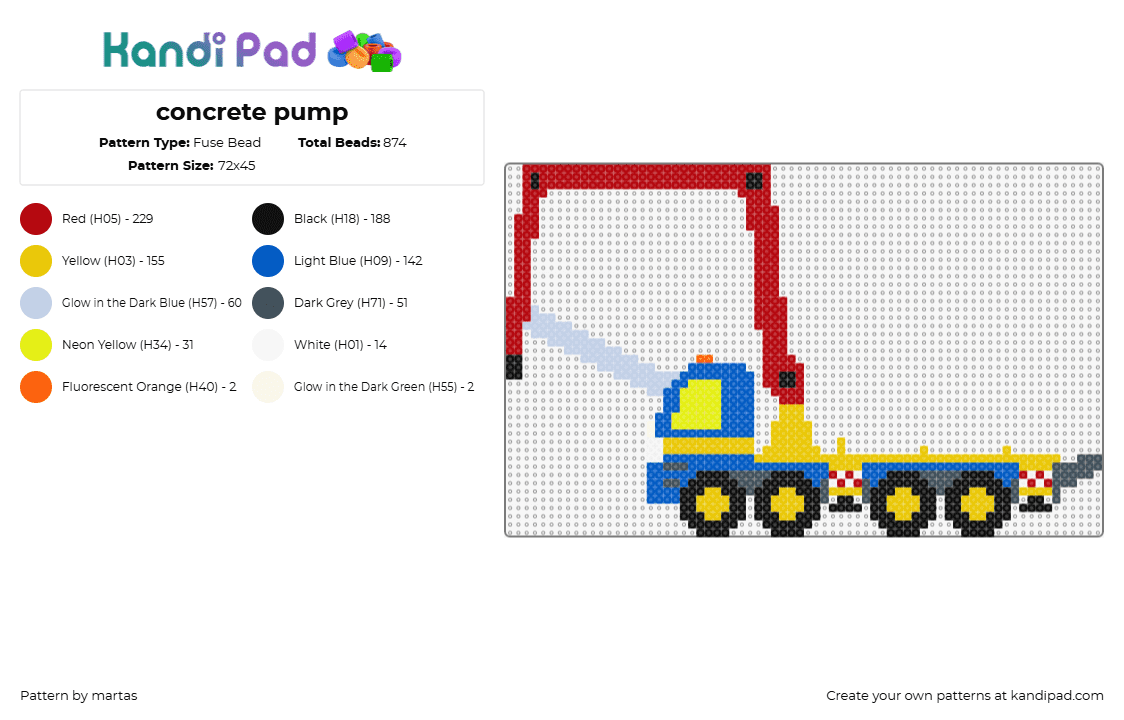 concrete pump - Fuse Bead Pattern by martas on Kandi Pad - 