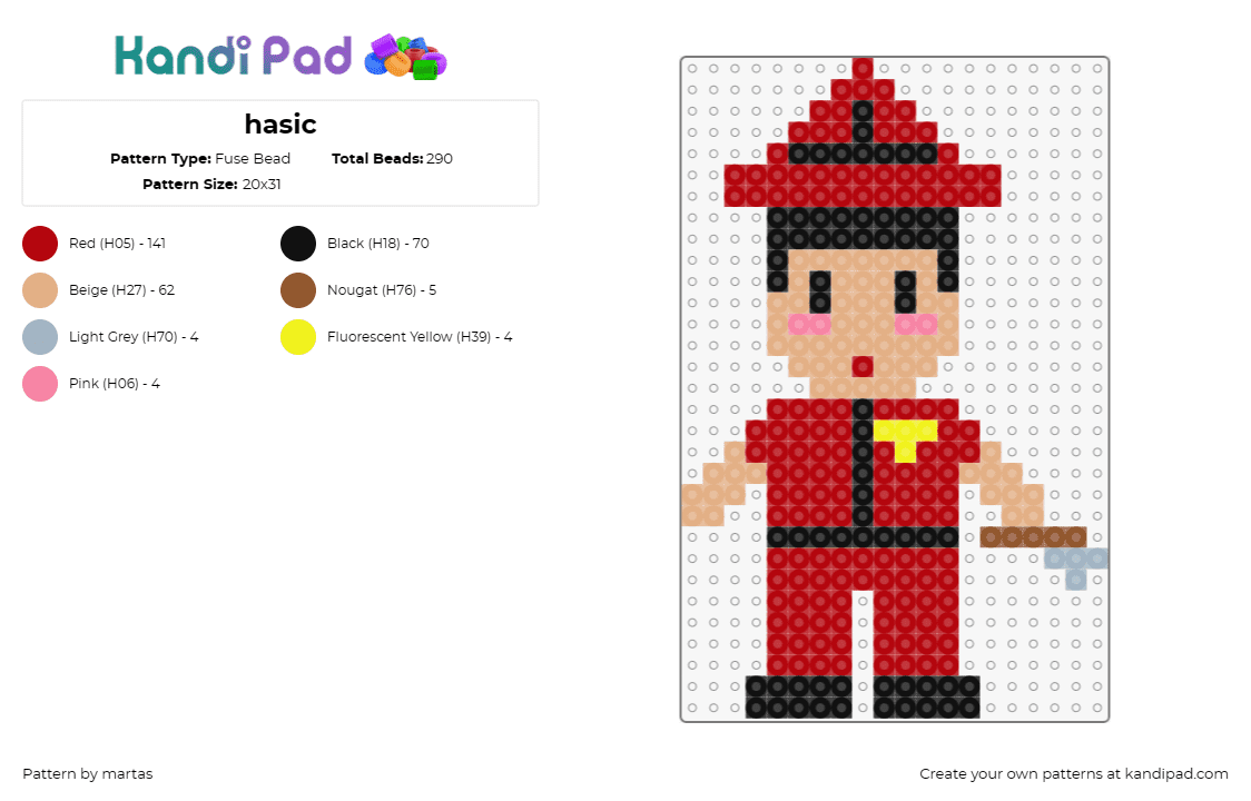 hasic - Fuse Bead Pattern by martas on Kandi Pad - fireman,firefighter,person,hero,service,uniform,bravery,profession,community,red