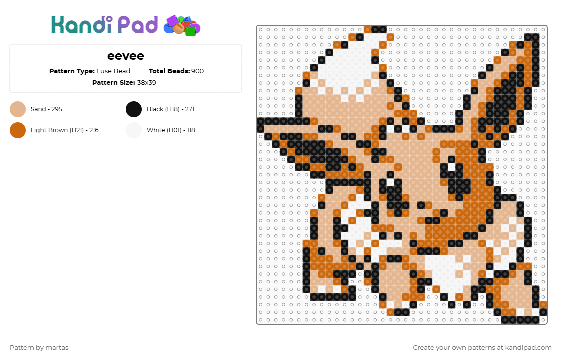 eevee - Fuse Bead Pattern by martas on Kandi Pad - beige,orange