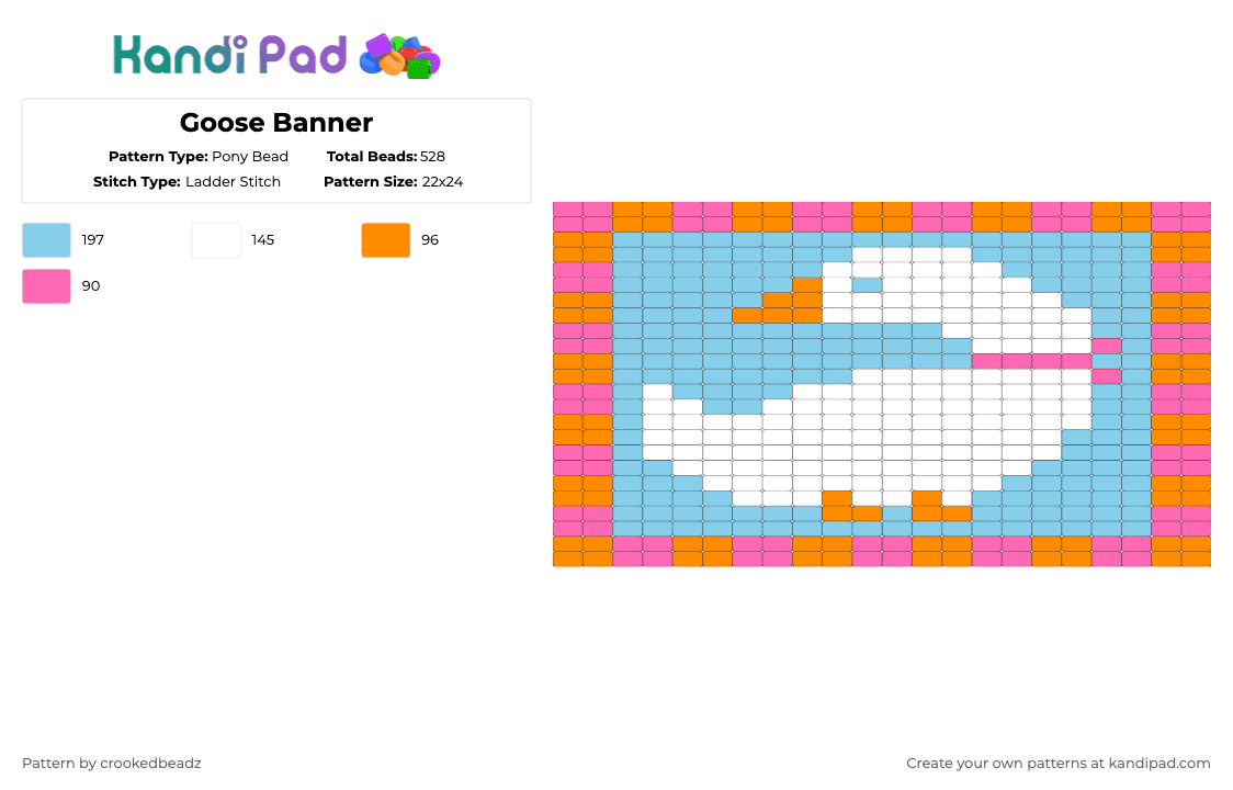 Goose Banner - Pony Bead Pattern by crookedbeadz on Kandi Pad - light blue
