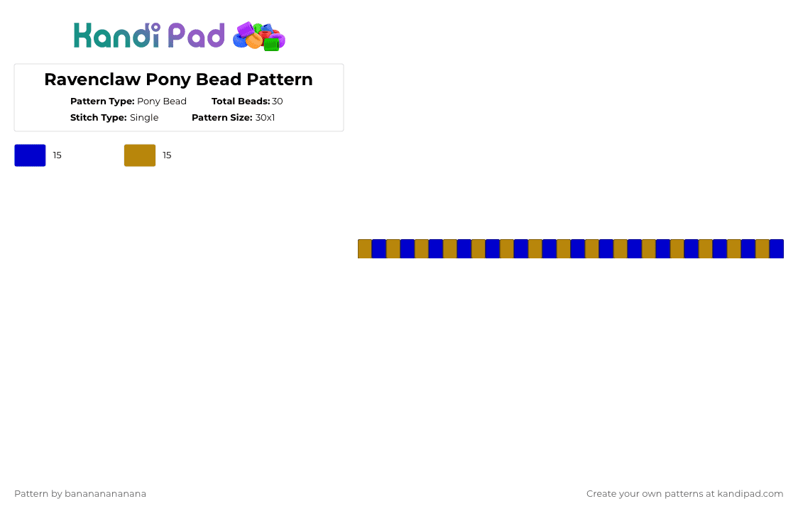 Ravenclaw Pony Bead Pattern - Pony Bead Pattern by banananananana on Kandi Pad - purple,gold
