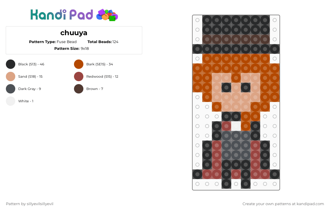 chuuya - Fuse Bead Pattern by sillyevilsillyevil on Kandi Pad - red,chuuya nakahara,chuuya,bsd,bungo stray dogs