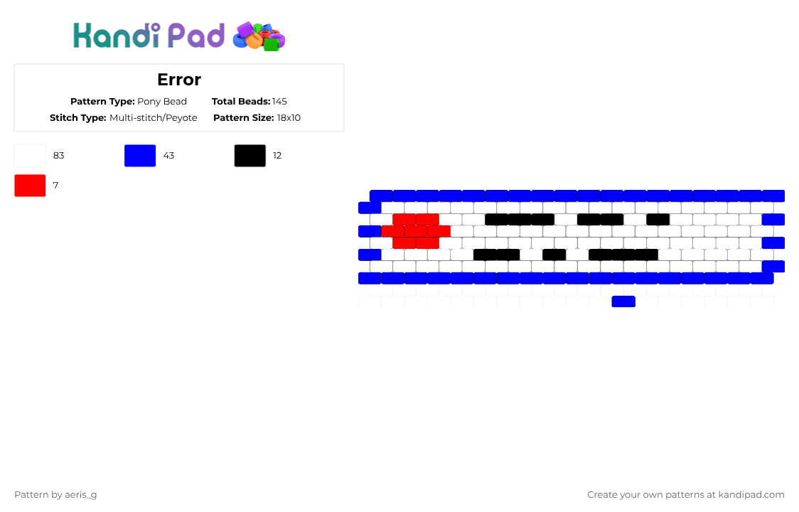 Error - Pony Bead Pattern by aeris_g on Kandi Pad - white,purple