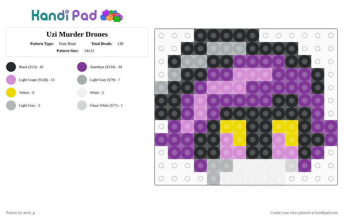 Uzi Murder Drones - Fuse Bead Pattern by aeris_g on Kandi Pad - pink