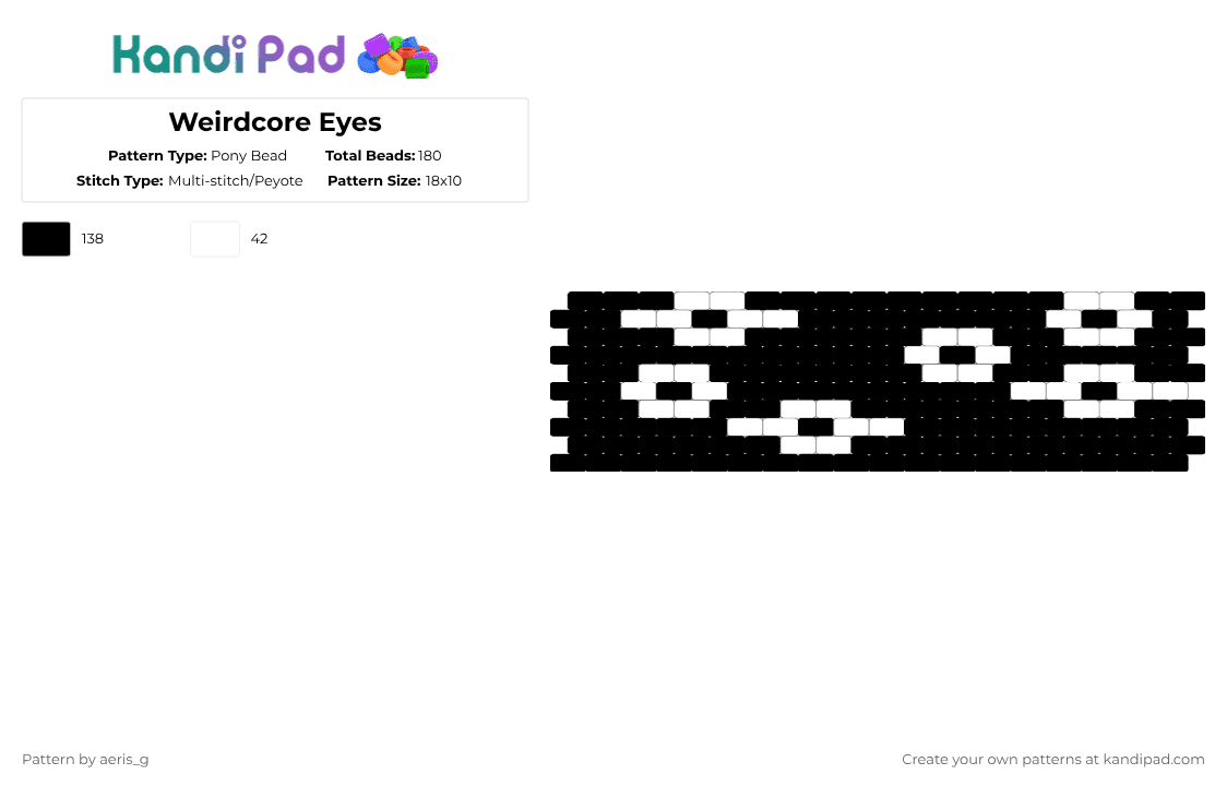Weirdcore Eyes - Pony Bead Pattern by aeris_g on Kandi Pad - black
