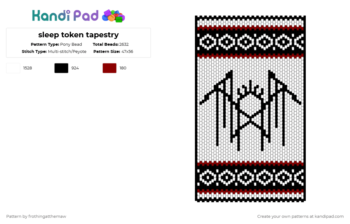 sleep token tapestry - Pony Bead Pattern by frothingatthemaw on Kandi Pad - white