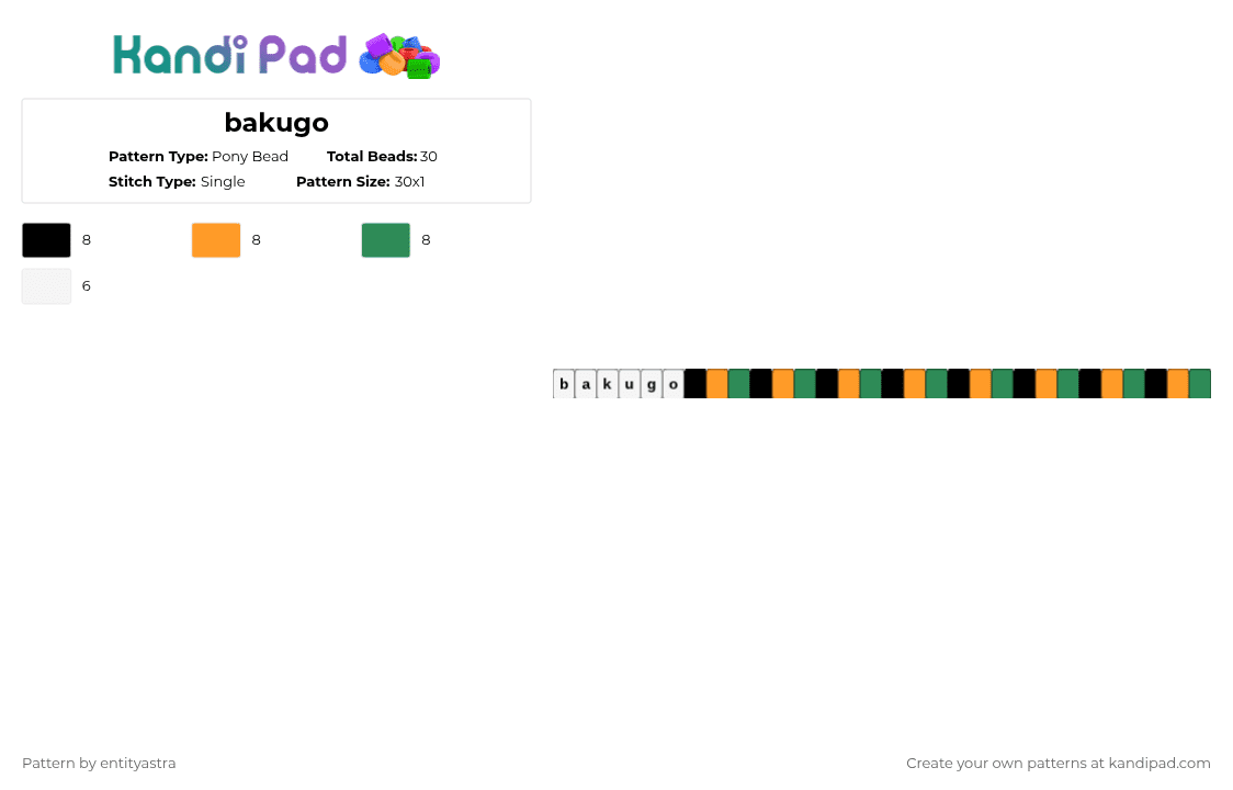 Bakugo Pony Bead Pattern - Kandi Pad | Kandi Patterns, Fuse Bead ...