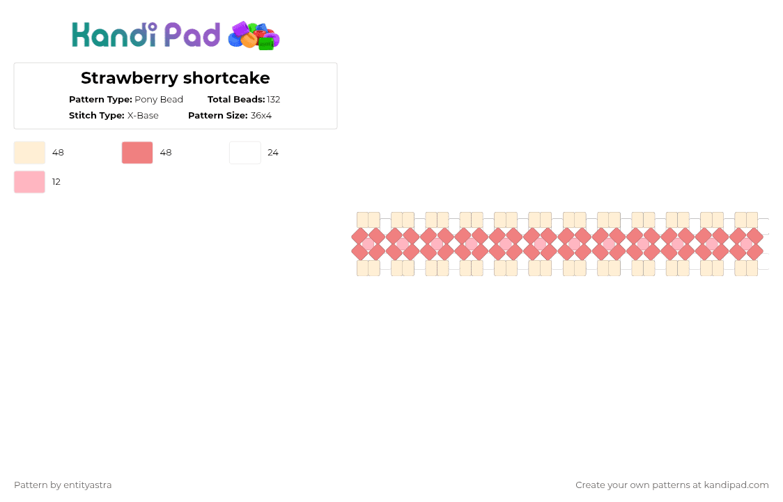 Strawberry shortcake - Pony Bead Pattern by deleted_user_488596 on Kandi Pad - beige,red